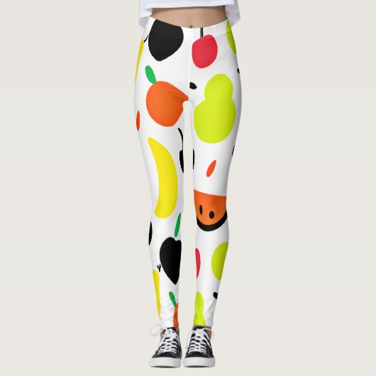 Leggings Motif de fruits de néon à lueur tropicale (Devant)