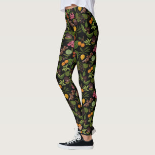 Leggings Motif de fruits exotiques tropicaux peints à la ma