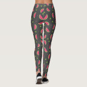 Leggings Motif de fruits gris et melon rose moderne (Dos)