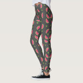 Leggings Motif de fruits gris et melon rose moderne (Gauche)