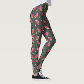 Leggings Motif de fruits gris et melon rose moderne (Droite)