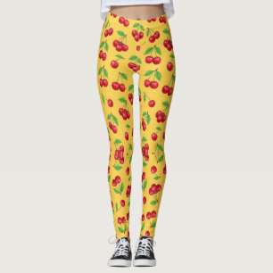 Leggings Motif de fruits sans couture Cerise Douce