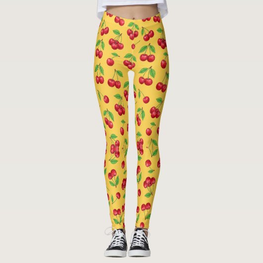 Leggings Motif de fruits sans couture Cerise Douce (Devant)