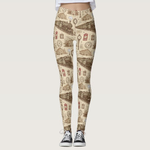 Leggings Motif de gare vintage (1)