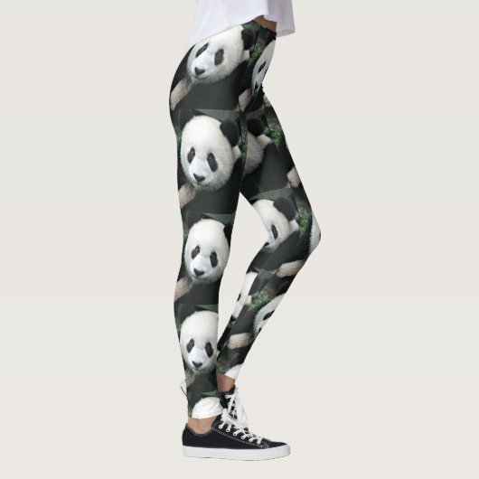 Leggings Motif de gazon à carreaux de Panda géant (Droite)