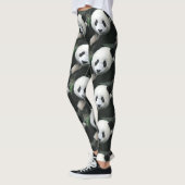 Leggings Motif de gazon à carreaux de Panda géant (Gauche)