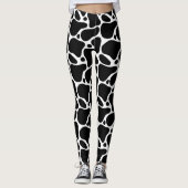 Leggings Motif de girafe abstraite noir et blanc (Devant)