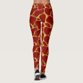Leggings Motif de girafe abstraite or et rouge (Dos)