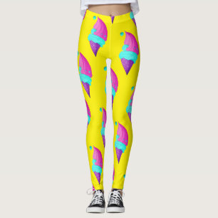 Leggings Motif de glace coloré rose chaud jaune à la mode