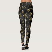 Leggings Motif de glam or et papillons noirs (Dos)