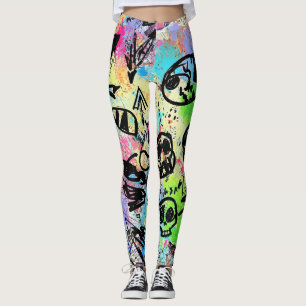 Leggings Motif de graffiti urbain coloré (1)