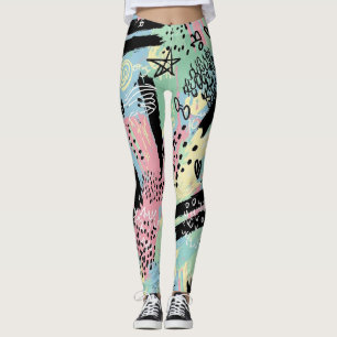 Leggings Motif de graffiti urbain coloré (12)