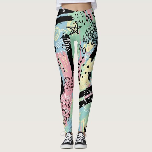 Leggings Motif de graffiti urbain coloré (12) (Devant)