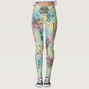 Leggings Motif de graffiti urbain coloré (4)