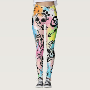 Leggings Motif de graffiti urbain coloré (6)