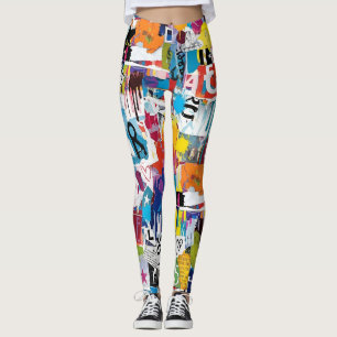 Leggings Motif de graffiti urbain coloré (8)