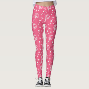 Leggings Motif de graines de coeur rose Dandelion