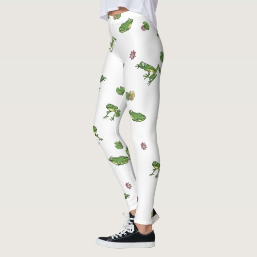 Leggings Motif de grenouille verte mignonne (Gauche)