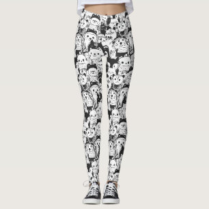 Leggings Motif de gribouillage d'animaux Kawaii mignon (1)