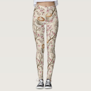 Leggings Motif de housse de café Fleur de Cerisier (6)