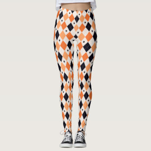 Leggings Motif de Jacquard d'Halloween Orange et Black Spid