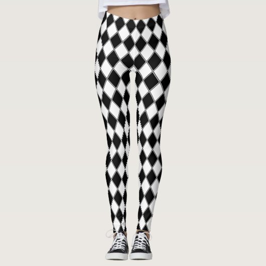 Leggings Motif de Jacquard Diamant noir et blanc (Devant)