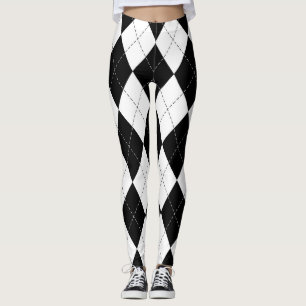 Leggings Motif de Jacquard géométrique noir blanc