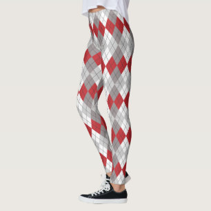 Leggings Motif de Jacquard Red Grey