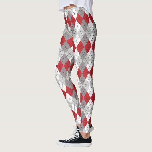 Leggings Motif de Jacquard Red Grey (Gauche)
