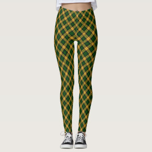 Leggings Motif de Jacquard Tartan Jaune Vert
