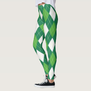 Leggings Motif de Jacquard vert et blanc