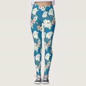 Leggings Motif de jardin floral blanc (Devant)