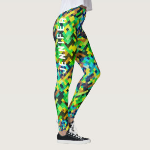 Leggings Motif de jeu en pixel art géométrique vert moderne