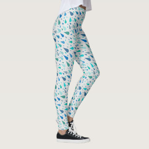 Leggings Motif de jour pluvieux avec gouttes bleues