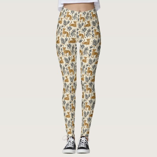 Leggings Motif de jungle léopard espiègle (Devant)