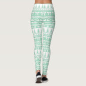 Leggings Motif de Knit moche de Noël en vert menthe (Dos)