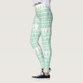 Leggings Motif de Knit moche de Noël en vert menthe (Gauche)