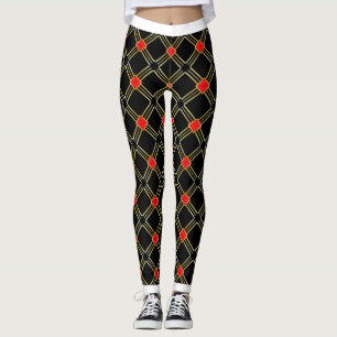 Leggings Motif de la croix d'or noir