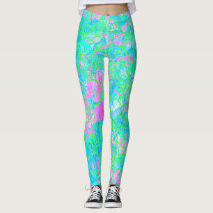 Leggings Motif de la Fête tropicale exotique Acide Néon