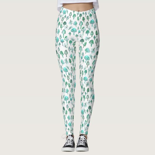 Leggings Motif de la forêt de l'aquarelle des champignons m (Devant)