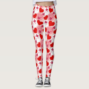 Leggings Motif de la Saint Valentin aux Coeurs rouges et ro