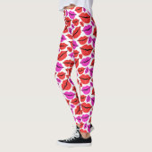 Leggings Motif de la Saint Valentin des lèvres rouges roses (Gauche)