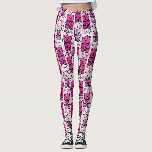 Leggings Motif de la Saint-Valentin Ourson Mignon (Devant)