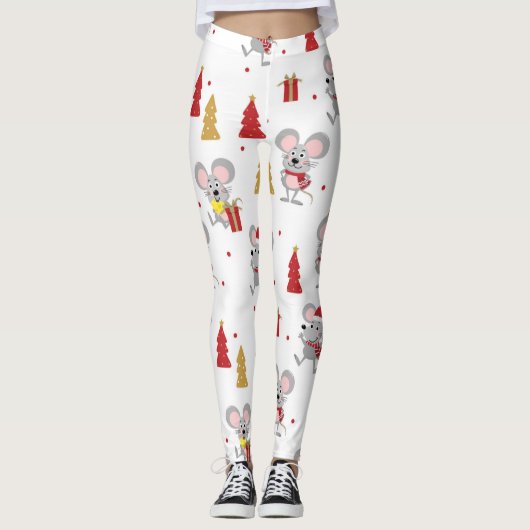 Leggings Motif de la souris de Noël (Devant)