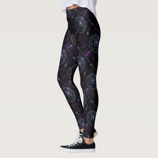 Leggings Motif de la sphère magique Turquoise violet noir (Gauche)