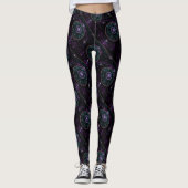 Leggings Motif de la sphère magique Turquoise violet noir (Devant)