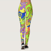 Leggings Motif de labyrinthe abstrait néon (Dos)
