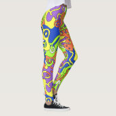 Leggings Motif de labyrinthe abstrait néon (Droite)