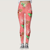 Leggings Motif De Ladybug Rose Et Champignons (Devant)