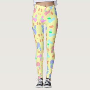 Leggings Motif de lapins colorés sur fond jaune ajoutez lai